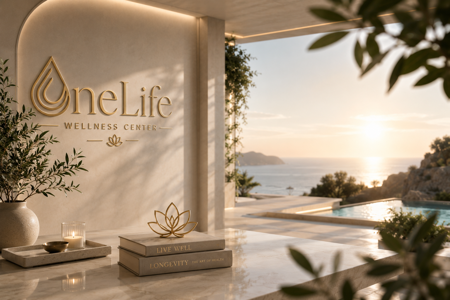 OneLife Wellness Center overlooking a peaceful coastal landscape